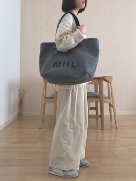 「ビッグトート」｜「アイテム（ニット/セーター）」を使った、こなゆきさん（レディース・152cm）の冬コーディネート