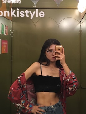「MONKI（モンキ）のアイテム（チューブトップ）」を使った、好像白了さん（レディース・160cm）の夏コーディネート