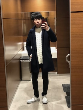 「H&M（エイチ・アンド・エム）のアイテム（その他パンツ）」を使った、domuさん（メンズ・167cm）の冬コーディネート