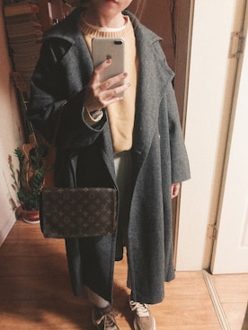 「MEDE19F（メデジュウキュウ）のアイテム（チェスターコート）」を使った、verb_ooさん（レディース・159cm）の冬コーディネート