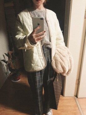 「TODAYFUL（トゥデイフル）のアイテム（ノーカラージャケット）」を使った、verb_ooさん（レディース・159cm）の冬コーディネート