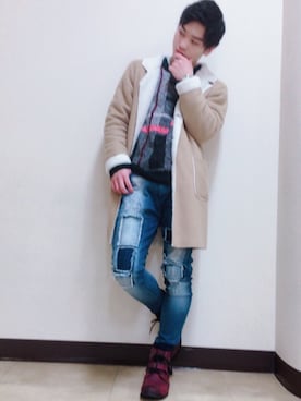 「semantic design（セマンティックデザイン）のアイテム（ニット/セーター）」を使った、ぷみさん（メンズ・165cm）の秋コーディネート