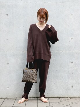 「Curensology（カレンソロジー）のアイテム（ニット/セーター）」を使った、shiho katoriさん（レディース・165cm）の秋コーディネート