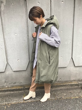 「ビッグシャツ」｜「アイテム（ジャケット/アウター）」を使った、shiho katoriさん（レディース・165cm）の冬コーディネート