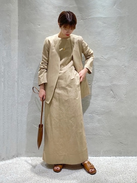 「Curensology（カレンソロジー）のアイテム（ノーカラージャケット）」を使った、shiho katoriさん（レディース・165cm）の冬コーディネート