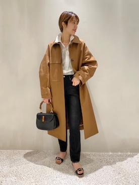 「Curensology（カレンソロジー）のアイテム（ステンカラーコート）」を使った、shiho katoriさん（レディース・165cm）の春コーディネート