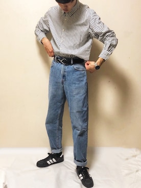 「Levi's（リーバイス）のアイテム（デニムパンツ、ブルー系）」を使った、はるさん（メンズ・177cm）の春コーディネート