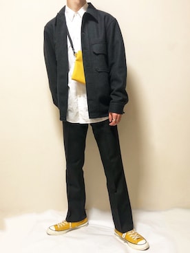 「Wrangler（ラングラー）の【Wrangler】　WRANCHER DRESS JEAN  5P（その他パンツ、ブラック系）」を使った、はるさん（メンズ・177cm）の春コーディネート