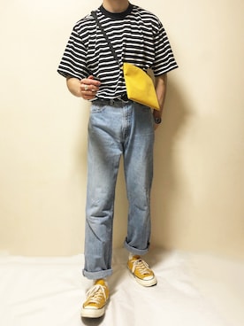 「ct70のアイテム（スニーカー、イエロー系）」を使った、はるさん（メンズ・177cm）の春コーディネート