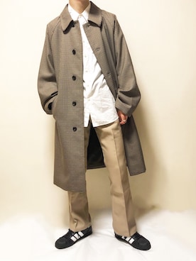 「アイテム（ステンカラーコート）」を使った、はるさん（メンズ・177cm・20代）の春コーディネート
