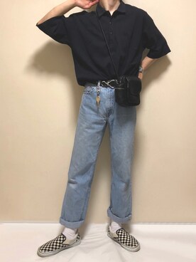 「Levi's（リーバイス）のDAD JEANS  JOE STONED（デニムパンツ、ブルー系）」を使った、はるさん（メンズ・177cm）の春コーディネート