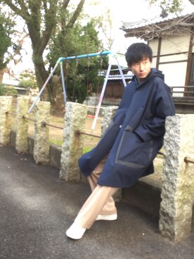 「THEE（シー）のアイテム（スラックス）」を使った、kazuki moritaさん（メンズ・170cm）の春コーディネート