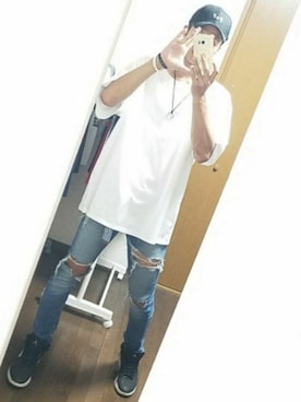 「NIKE（ナイキ）のアイテム（バングル/リストバンド）」を使った、ShiNNeさん（メンズ・188cm）の夏コーディネート