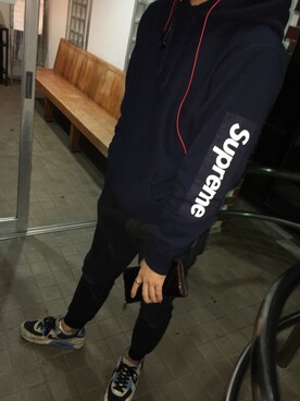 「XLARGE（エクストララージ）のナイキ エア マックス 90 ウルトラ SE（スニーカー、ブラック系）」を使った、kazuさん（メンズ・170cm）の秋コーディネート