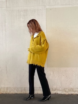 「マスタードイエロー」｜み ず き ちさん（レディース・160cm）の冬コーディネート
