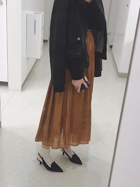 「FOREVER 21」｜「アイテム（ライダースジャケット）」を使った、アイリさん（レディース・155cm）の秋コーディネート