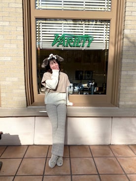 「リブニットパンツ」｜ゆうさん（レディース・162cm）の冬コーディネート