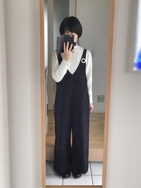 「Handmade（ハンドメイド）のアイテム（サロペット/オーバーオール）」を使った、okonomixさん（レディース・158cm）の冬コーディネート