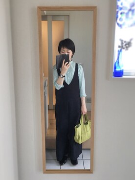 「Handmade（ハンドメイド）のアイテム（サロペット/オーバーオール）」を使った、okonomixさん（レディース・158cm）の春コーディネート