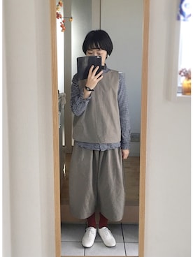 「Handmade（ハンドメイド）のアイテム（セットアップ）」を使った、okonomixさん（レディース・158cm）の冬コーディネート