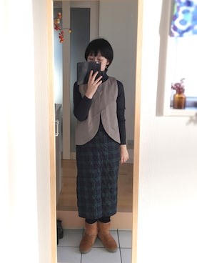 「Handmade（ハンドメイド）のアイテム（セットアップ）」を使った、okonomixさん（レディース・158cm）の冬コーディネート