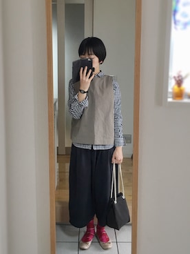 「Handmade（ハンドメイド）のアイテム（セットアップ）」を使った、okonomixさん（レディース・158cm）の春コーディネート