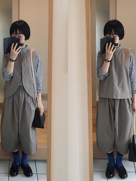 「Handmade（ハンドメイド）のアイテム（セットアップ）」を使った、okonomixさん（レディース・158cm）の春コーディネート
