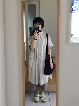 「Handmade（ハンドメイド）のアイテム（セットアップ）」を使った、okonomixさん（レディース・158cm）の夏コーディネート