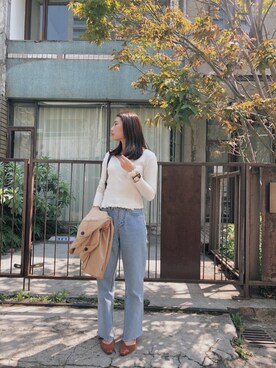「A.P.C.」｜「アイテム（トレンチコート）」を使った、pacexさん（レディース・161cm）の春コーディネート