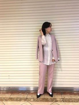 「お呼ばれ」｜「アイテム（ノーカラージャケット）」を使った、ルクールブラン岡山一番街店さん（レディース・160cm）の春コーディネート