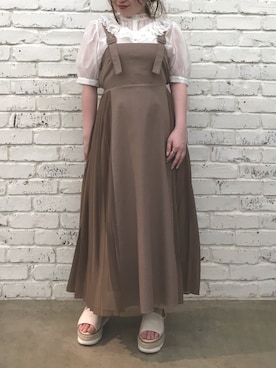 「おちびさん」｜「アイテム（ジャンパースカート）」を使った、namiさん（レディース・145cm）の春コーディネート