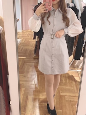 「ライトブルー」｜「アイテム（ワンピース）」を使った、🎀 𝐄𝐦𝐢𝐫𝐢 🎀さん（レディース・153cm）の冬コーディネート