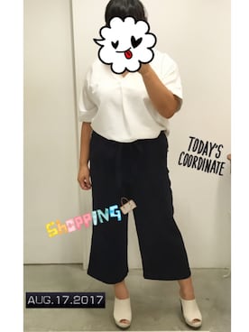 「ZARA（ザラ）のアイテム（パンツ、ブルー系）」を使った、miyukiさん（レディース・163cm）の夏コーディネート