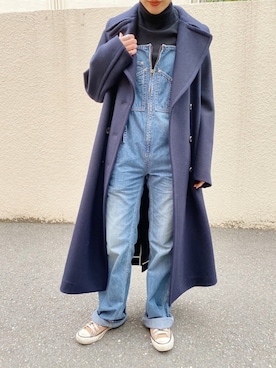 「Johnbull Private labo（ジョンブルプライベートラボ）のアイテム（サロペット/オーバーオール）」を使った、mihnaさん（レディース・159cm）の秋コーディネート