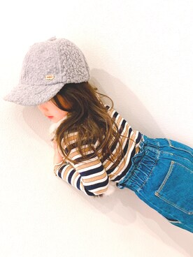 「GLOBAL WORK（グローバルワーク）のアイテム（トップス、ブラウン系）」を使った、hiiichanさん（キッズ・110cm）の春コーディネート