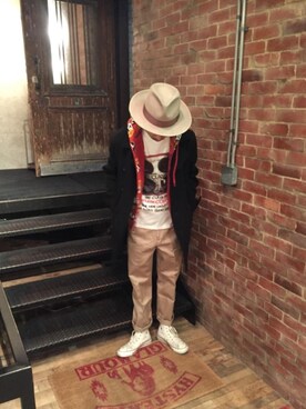 「HYSTERIC GLAMOUR（ヒステリックグラマー）のアイテム（ピーコート）」を使った、kさん（メンズ・180cm）の冬コーディネート