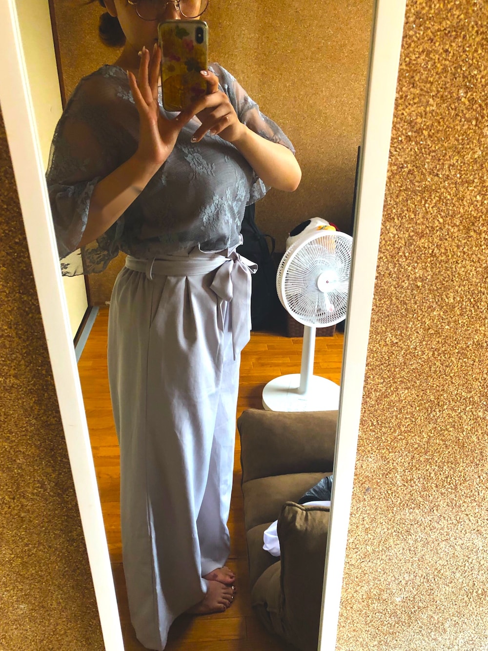 「ワイドパンツ、夏コーデ」｜「fifthのアイテム（パンツ、ブルー系）」を使った、とりちゃんさん（レディース・153cm）の夏コーディネートの1枚目の写真