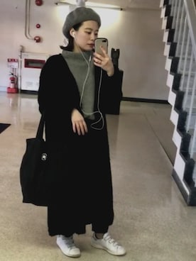 「学校」｜「アイテム（ハンチング/ベレー帽）」を使った、はら ゆなさん（レディース・155cm）の春コーディネート