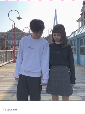 「シミラールック、カップル」｜「アイテム（スウェット）」を使った、ダニエルさん（メンズ・172cm）の夏コーディネート