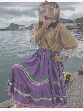 「イエローシャツ」｜「アイテム（アナログ腕時計）」を使った、#ri startさん（レディース・160cm）の秋コーディネート