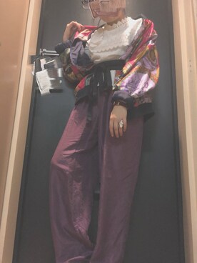 「古着好きな人と繋がりたい」｜「アイテム（ブルゾン）」を使った、#ri startさん（レディース・160cm）の冬コーディネート