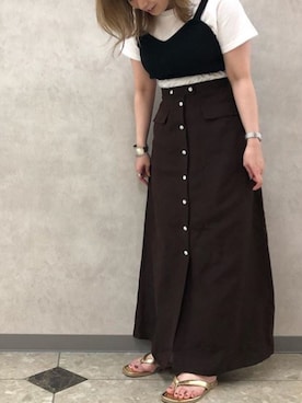 「MOUSSY（マウジー）のアイテム（スカート）」を使った、アンダープラウ AEON釧路店さん（レディース・153cm）の夏コーディネート
