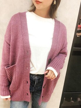 「MOUSSY（マウジー）のアイテム（カーディガン/ボレロ）」を使った、アンダープラウ AEON釧路店さん（レディース・166cm）の秋コーディネート
