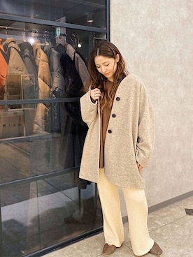 「TODAYFUL（トゥデイフル）のアイテム（ステンカラーコート）」を使った、アンダープラウ AEON釧路店さん（レディース・158cm）の秋コーディネート