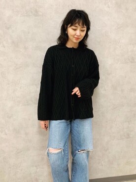 「MOUSSY（マウジー）のアイテム（ベスト）」を使った、アンダープラウ AEON釧路店さん（レディース・166cm）の冬コーディネート