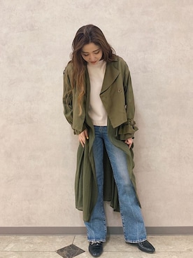 「アイテム（トレンチコート）」を使った、アンダープラウ AEON釧路店さん（レディース・158cm）の春コーディネート