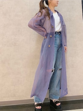 「MURUA（ムルーア）のアイテム（トレンチコート）」を使った、アンダープラウ AEON釧路店さん（レディース・158cm）の夏コーディネート