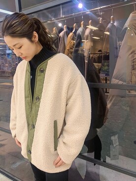 「MOUSSY（マウジー）のアイテム（ブルゾン）」を使った、アンダープラウ AEON釧路店さん（レディース・158cm）の冬コーディネート