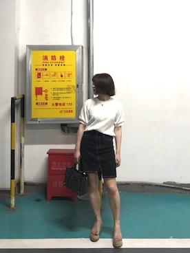 「MOUSSY（マウジー）のアイテム（ビーチサンダル）」を使った、害害怕被剪脚趾甲さん（レディース・158cm）の夏コーディネート