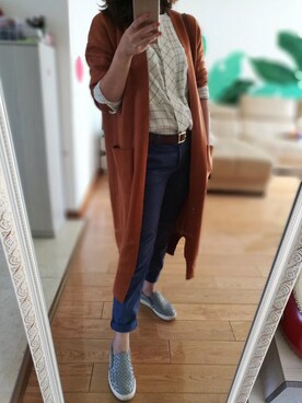 「noon（ヌーン）のアイテム」を使った、吉页星儿さん（レディース・160cm）の秋コーディネート